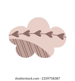 Boho nubes en un estilo infantil ingenuo. Ilustración de color otoñal. Nube en colores pastel cálidos. Clipart para el diseño de tarjetas de felicitación, invitaciones, impresiones, pegatinas y patrones.