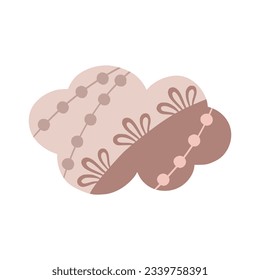 Boho nubes en un estilo infantil ingenuo. Ilustración de color otoñal. Nube en colores pastel cálidos. Clipart para el diseño de tarjetas de felicitación, invitaciones, impresiones, pegatinas y patrones.