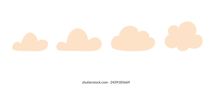 Boho clouds. Set of children elements in boho style for baby shower, party, poster, nursery decor. Vector stock illustration