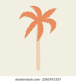 Boho Contemporary Palm Tree Single. Bohemian Tropic Leaf Plant. Handdrawn Vector Illustration