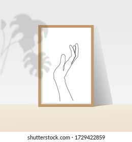 Boho Continuous Line, Hand Arm, Art Print, Minimalist Poster, Nursery Printable Art, Warm Printable Abstract Modern shadow, frame,