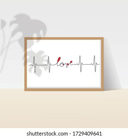 Boho Continuous Line, Love Heart, Art Print, Minimalist Poster, Nursery Printable Art, Warm Printable Abstract Modern shadow, frame,