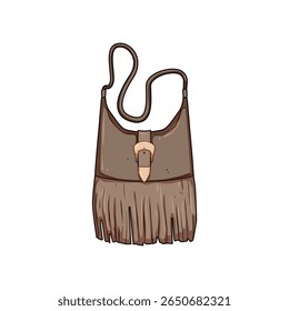 boho cowgirl bag cartoon. rodeo suede, embellished studded, tassel handcrafted boho cowgirl bag sign. isolated symbol vector illustration