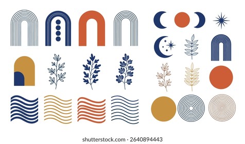 Boho Decorative Elements and Bohemian Shapes Clip Art for Modern Graphic Design