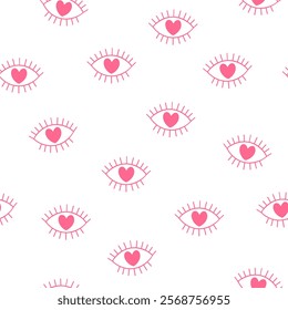 Boho decorative seamless pattern in pink color for St. Valentines day holiday.
