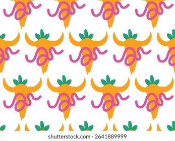 Boho Desert Skull Seamless background pattern Design