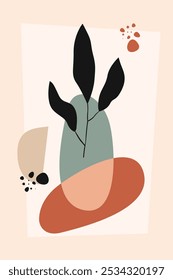 Boho Design abstrakte botanische Wandkunst. Moderne Poster Wandkunst Set boho botanisch zeitgenössisch