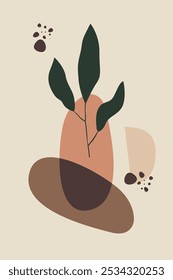 Boho design abstract botanical wall art. Modern poster wall art set boho botanical contemporary