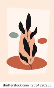 Boho design abstract botanical wall art. Modern poster wall art set boho botanical contemporary