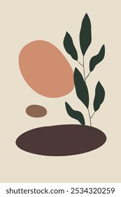 Boho design abstract botanical wall art. Modern poster wall art set boho botanical contemporary