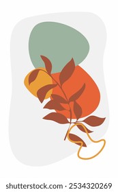 Boho design abstract botanical wall art. Modern poster wall art set boho botanical contemporary