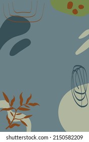 Boho design. Abstraction. Figures of balance, plants, nature