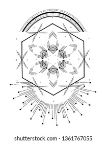 Boho design element or logo in flash tattoo style.