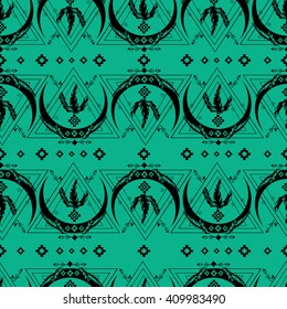 Boho design, illustration hipster, boho style, sketch, moon, arrows, beautiful vector illustration seamless