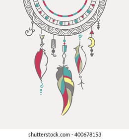 boho doodle hand drawn dreamcatcher  eps8