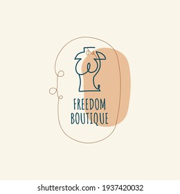Boho doodle linear logo. Hand drawn simple logo icons . Abstract vector illustration.