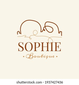 Boho doodle lineares Logo. Handgezeichnete, einfache Logo-Symbole. Abstrakte Vektorgrafik.
