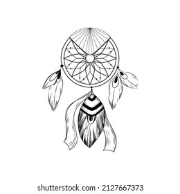Boho Dream Catcher Vector Art. Dream Catcher estilo Boho diseño de ilustración vectorial.