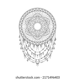 Boho Dream Catcher Vektor Art. Dream Catcher Stil Boho Vektorgrafik Design.