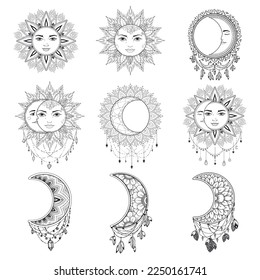 Boho Dream Catcher Vector Art. Dream Catcher estilo Boho diseño de ilustración vectorial.
