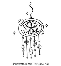 Boho Dreamcatcher Hand gezeichnete Vektorgrafik im Doodle-Stil. Ethnische Indianer