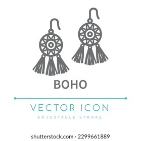 Icono de la línea del vector de joyas de Boho Earration