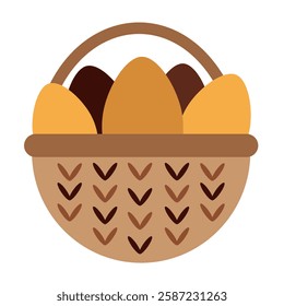 Boho Easter basket clipart. Happy Easter day. Cute festive element. Hand draw vector illustration