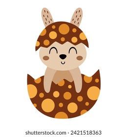 Boho Easter bunny clipart. Happy Easter clip art in cartoon flat style, perfect for scrapbooking, stickers, tags, greeting cards, party invitations, decor. Vector illustration.