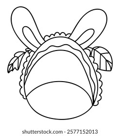 A Boho Easter, Cute bunny hat design with leaves and decorative elements