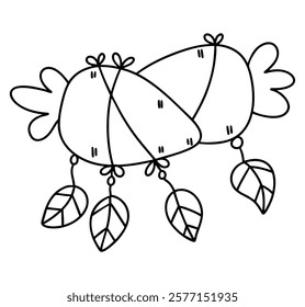A Boho Easter, Cute outline of decorative carrot with leaves, perfect for Easter crafts