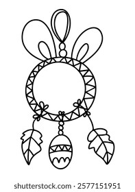 A Boho Easter, Dreamcatcher with bunny ears and decorative elements