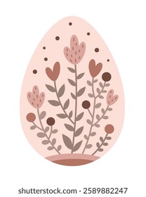 Boho Easter egg clipart. Happy Easter clipart in cartoon flat style. Hand draw vector illustration
