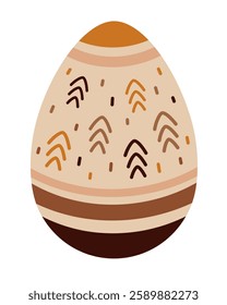 Boho Easter egg clipart. Happy Easter clipart in cartoon flat style. Hand draw vector illustration
