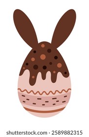 Boho Easter egg clipart. Happy Easter clipart in cartoon flat style. Hand draw vector illustration