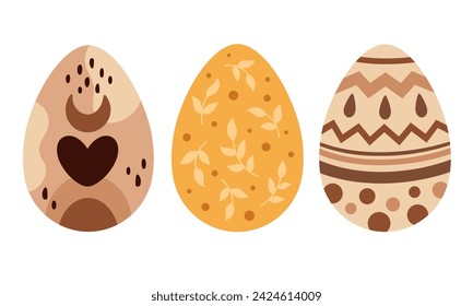 Boho huevos de Pascua clipart set. Feliz Pascua clipart en estilo plano. Decoración de Pascua. Dibujado a mano ilustración vectorial.