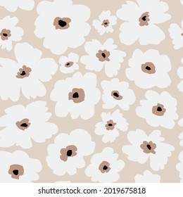 Boho eclectic earthy neutral color modern Aesthetic abstract floral vector seamless repeat pattern