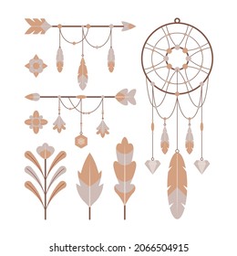 Boho element collection. Ethnic modern mystic spiritual symbol. Magic, esoteric, tribal outline boho graphic design. Spiritual decoration. Sacred boho fabric fashion print decor. Vector illustration.
