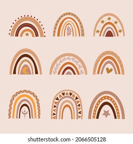 Boho element collection. Ethnic modern mystic spiritual symbol. Magic, esoteric, tribal outline boho graphic design. Spiritual decoration. Sacred boho fabric fashion print decor. Vector illustration.