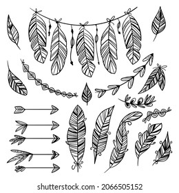 Boho element collection. Ethnic modern mystic spiritual symbol. Magic, esoteric, tribal outline boho graphic design. Spiritual decoration. Sacred boho fabric fashion print decor. Vector illustration.
