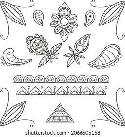 Boho element collection. Ethnic modern mystic spiritual symbol. Magic, esoteric, tribal outline boho graphic design. Spiritual decoration. Sacred boho fabric fashion print decor. Vector illustration.