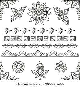 Boho element collection. Ethnic modern mystic spiritual symbol. Magic, esoteric, tribal outline boho graphic design. Spiritual decoration. Sacred boho fabric fashion print decor. Vector illustration.