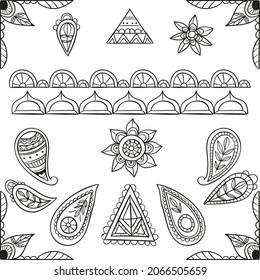Boho element collection. Ethnic modern mystic spiritual symbol. Magic, esoteric, tribal outline boho graphic design. Spiritual decoration. Sacred boho fabric fashion print decor. Vector illustration.