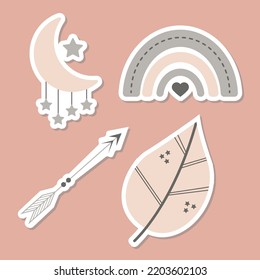 Boho element stickers set clipart