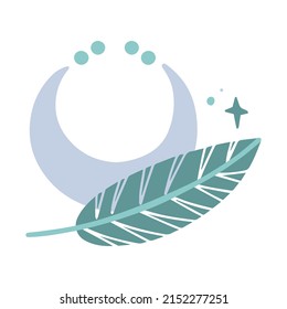 Boho elements set with moon and stars.