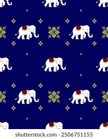 Boho elephant vintage animal seamless pattern (elephant seamless) 