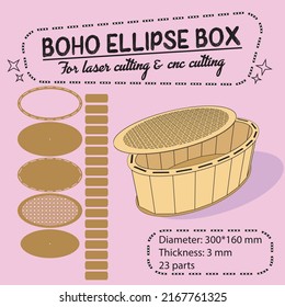 boho ellipse box for laser cutting and cnc cutting