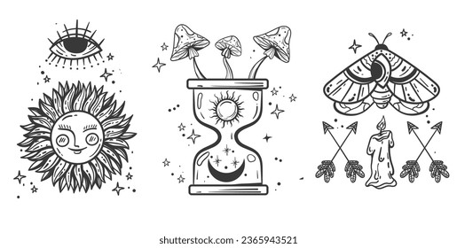 Сelestial boho esoteric moon astrology concept. Vector flat graphic design illustration
