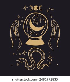 Сelestial boho esoteric moon astrology concept. Vector flat graphic design illustration