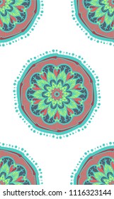 Boho Ethnic Seamless Pattern. Orient ornament from mandala for print. Vector