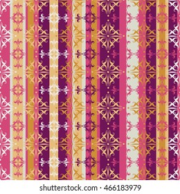 Boho ethnic seamless pattern with tribal elements. Striped vintage ornament. Background texture, packaging, design, fabric, printing paper.